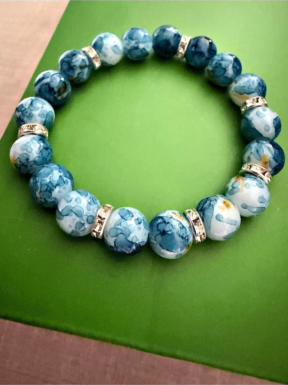 Blue & White Beaded Bracelet 
Never Worn
